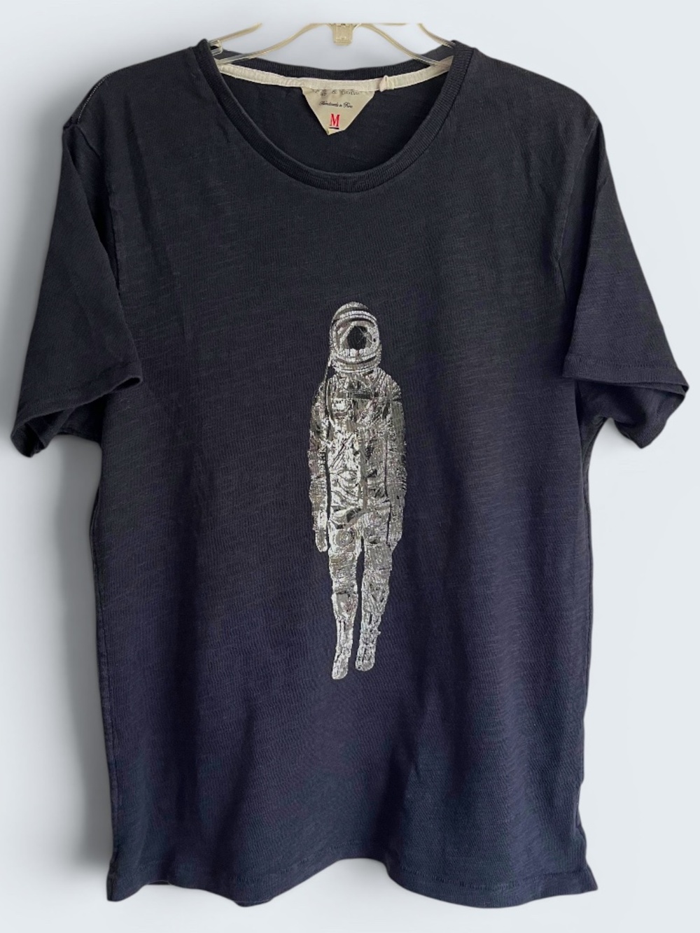Rag & Bone Astronaut Spaceman Graphic Tee Vintage Wash Black Size M